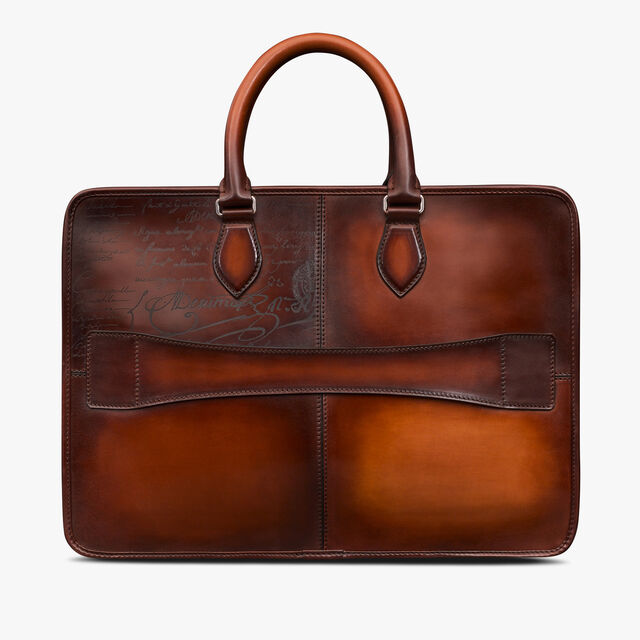 Un Jour Scritto Leather Briefcase, CACAO INTENSO, hi-res 3