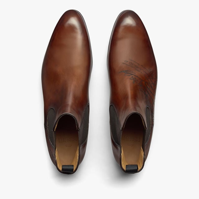 Bottine Cursive Galet En Cuir Scritto, EBANO, hi-res 3