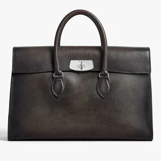 E'Mio Briefcase In Leather, GREY FLANEL, hi-res