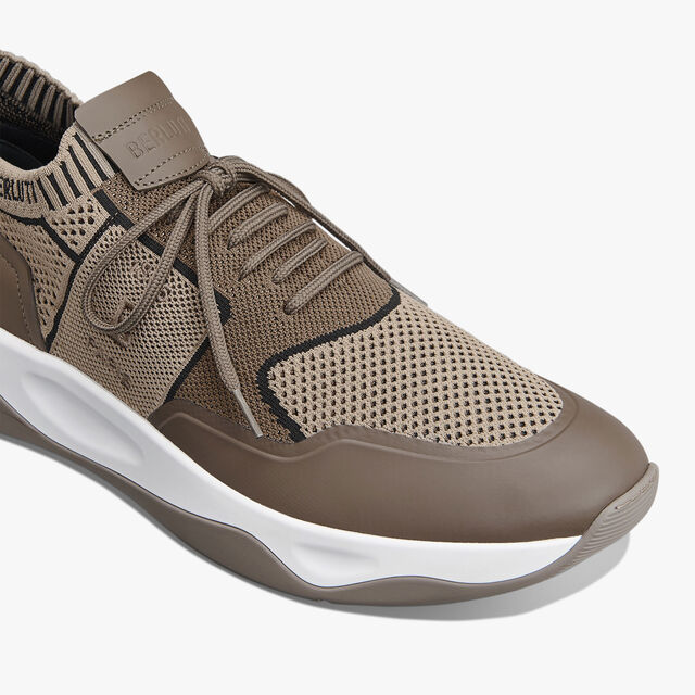 Shadow Rubber Coated Knit And Calf Leather Sneaker, LIGHT KAKI / BEIGE, hi-res 6
