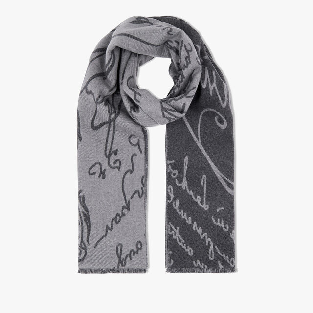 Wool Scritto Scarf, SLATE GREY, hi-res 3