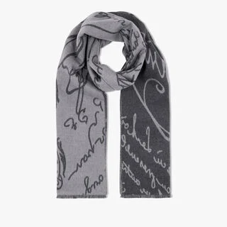 Wool Scritto Scarf, SLATE GREY, hi-res