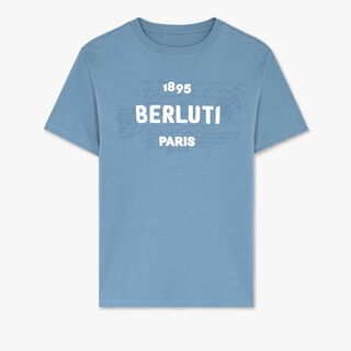 자수 스크리토 & 로고 T-셔츠, STORM BLUE, hi-res