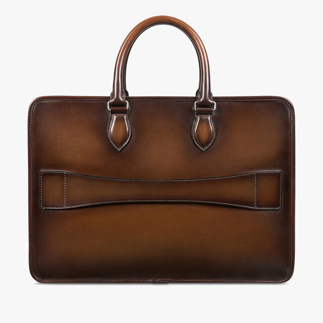 Un Jour Scritto Leather Briefcase, CACAO INTENSO, hi-res 3