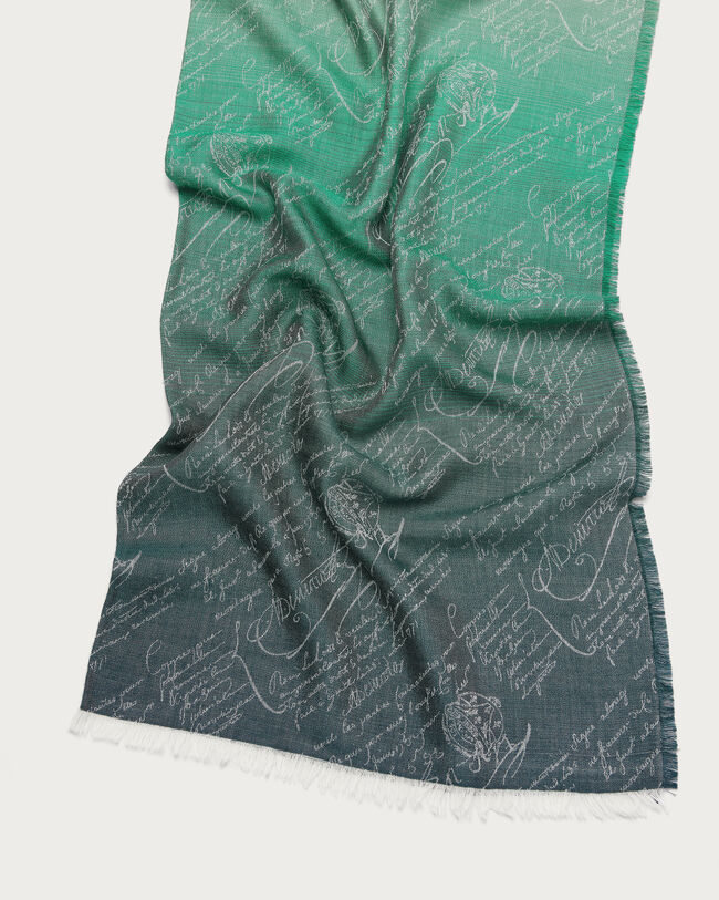 D&eacute;grad&eacute; Scritto Pattern Scarf, Emerald, hi-res