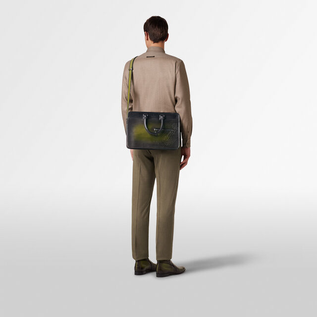Un Jour Mini Gradiant Scritto Leather Briefcase, NERO GRIGIO + NERO CAVIAR, hi-res 8