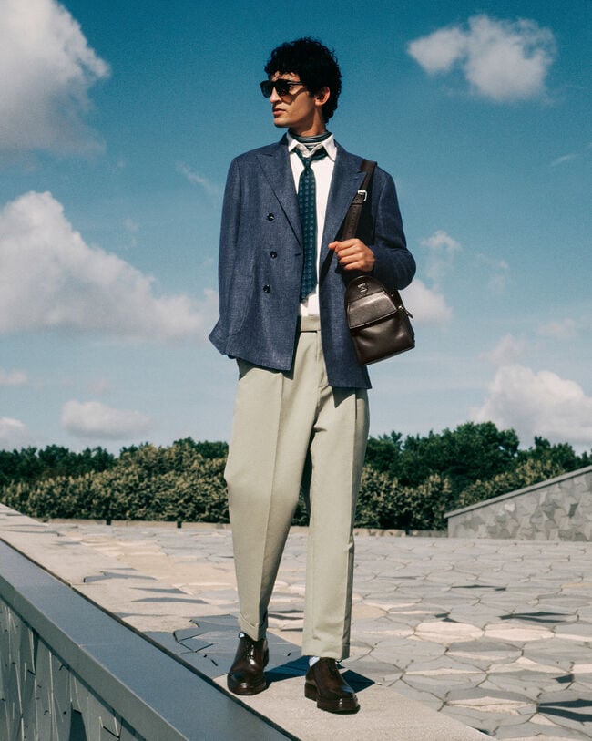 Marcello Jacket with Leather Details, Soladite Blue, hi-res