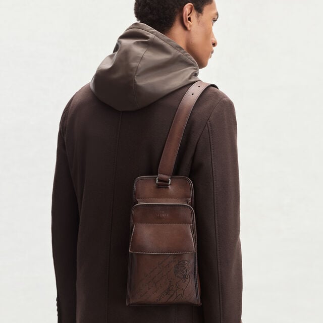 Périple Sling Bag In Scritto Leather, SOFT BROWN, hi-res 2