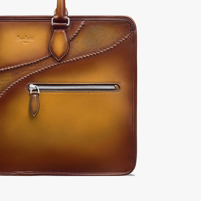 Un Jour Scritto Leather Briefcase, ICE GOLD, hi-res 5