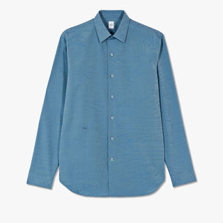 Cotton Scritto Jacquard Shirt, GREYISH BLUE, hi-res