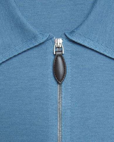 Polo with Leather Zip-puller, Light Nile Blue, hi-res