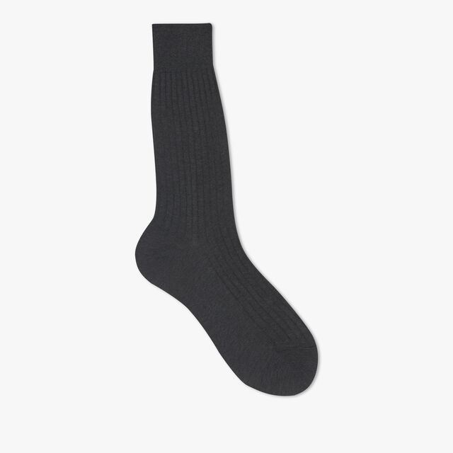 Cotton Ribbed Socks, CARBON GREY, hi-res 1