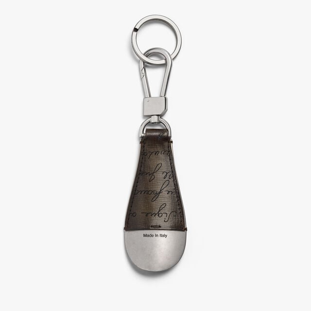 Shoehorn Key Ring In Venezia Palmellato Scritto Calf Leather, SELVA OSCURA, hi-res 2