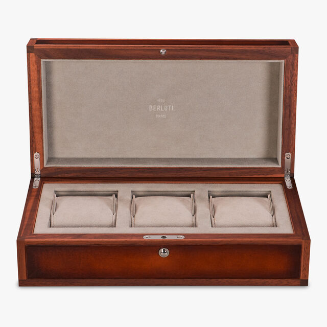 Wood and Leather Watch Box, CACAO INTENSO, hi-res 3