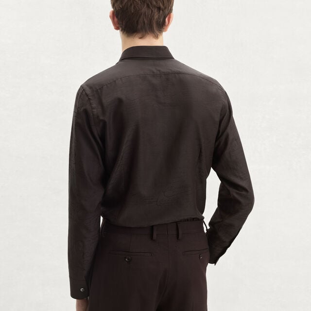 Andy Cotton Silk Scritto Shirt, EARTH BROWN, hi-res 3