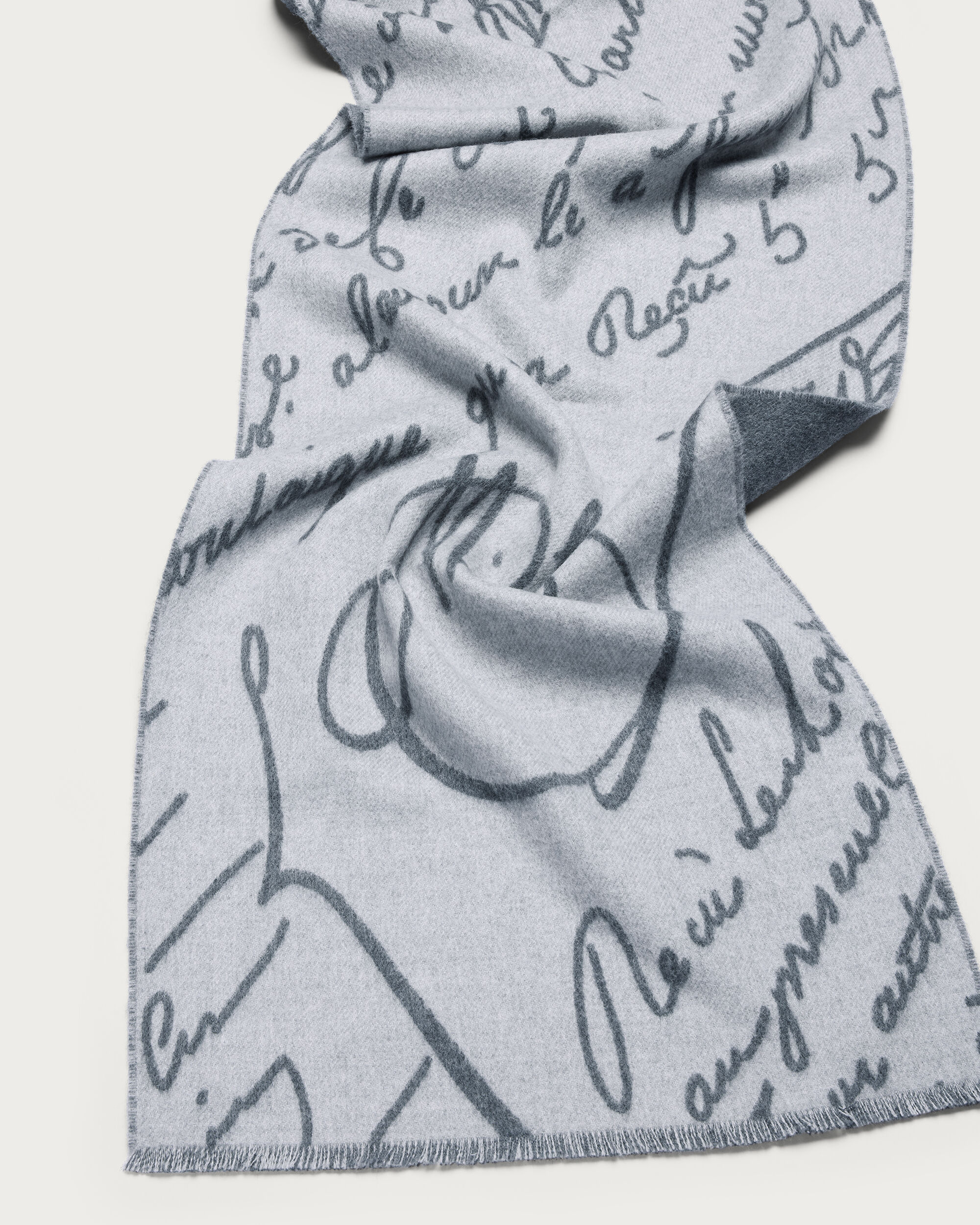 Scritto Pattern Scarf, Light Grey, hi-res