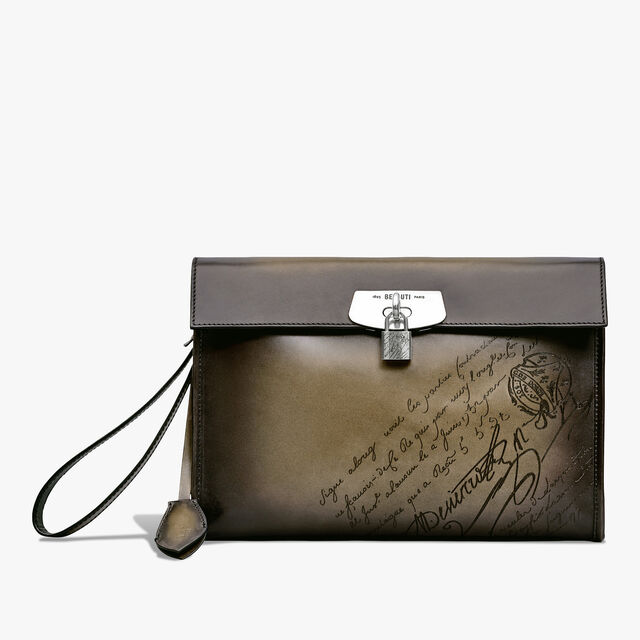 Sac Bandoulière E'Mio Messenger en Cuir Sritto, NERO LEGNO, hi-res 1