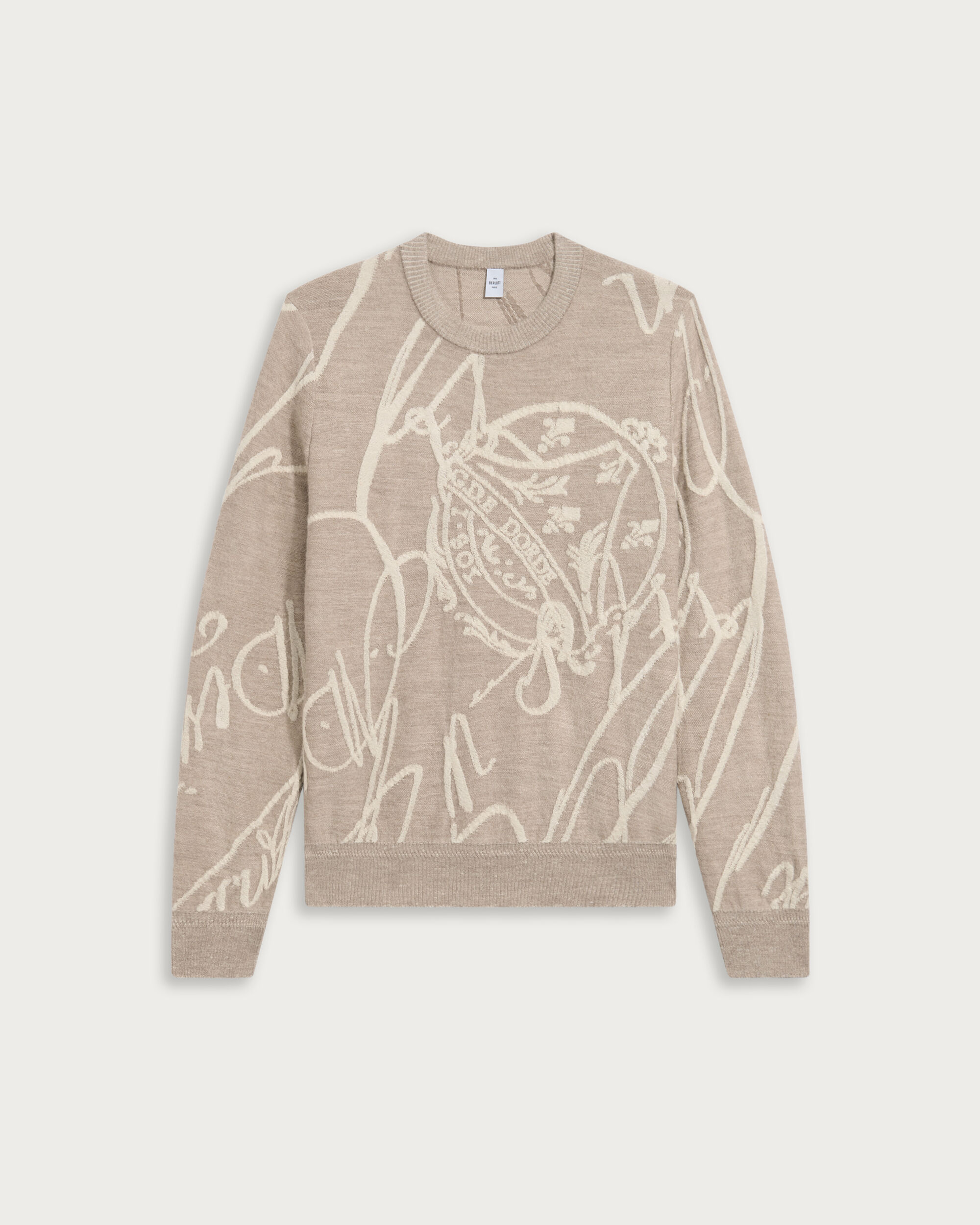 Giant Scritto Crewneck, Fluffy Beige, hi-res