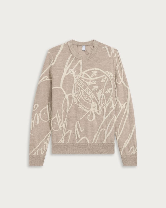 Giant Scritto Crewneck, Fluffy Beige, hi-res
