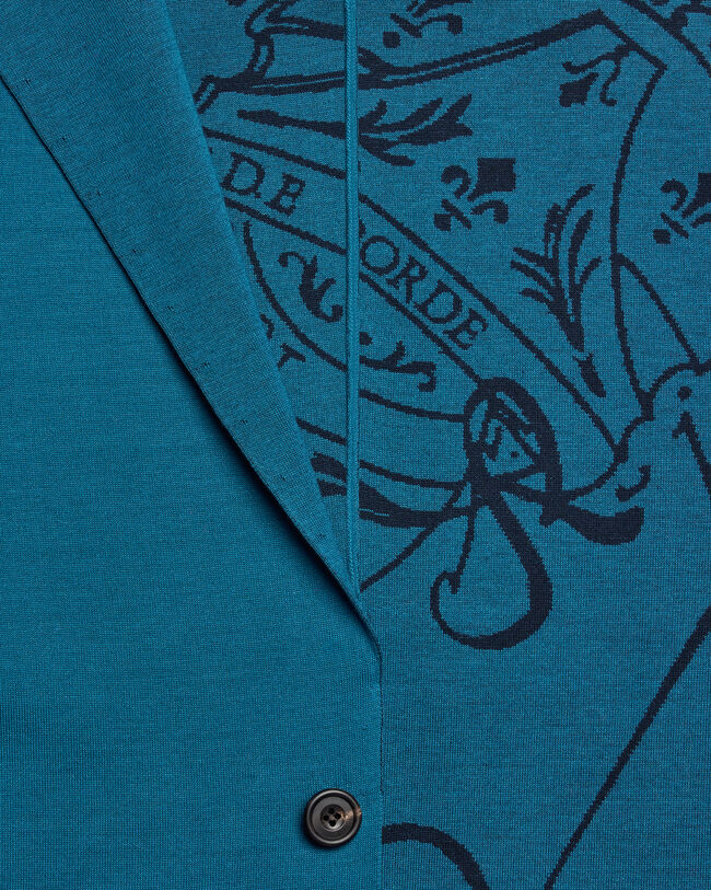 Double Face Knitted Jacket with Leather Detail, Nile Blue, hi-res