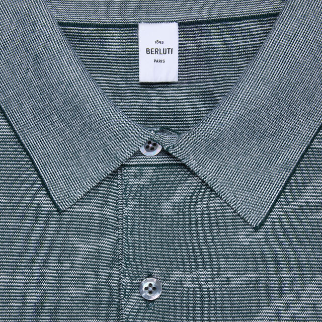 Polo Léger Scritto en Laine à Manches Courtes, DARK GREEN, hi-res 5