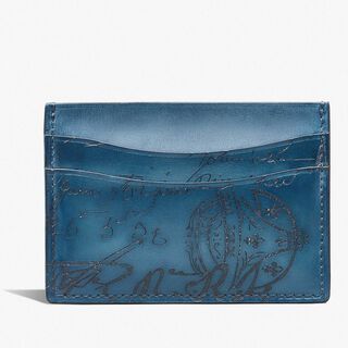 Bambou Scritto Leather Card Holder, IRIS, hi-res
