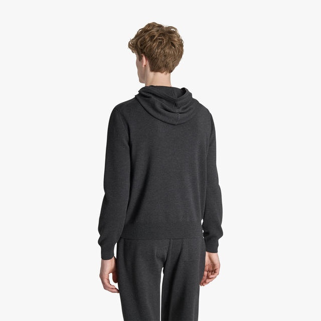 Berluti Logo羊毛连帽衫, DARK GREY MELANGE, hi-res 3
