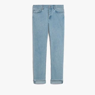 Slim Fit Denim Trousers, LIGHT BLUE, hi-res