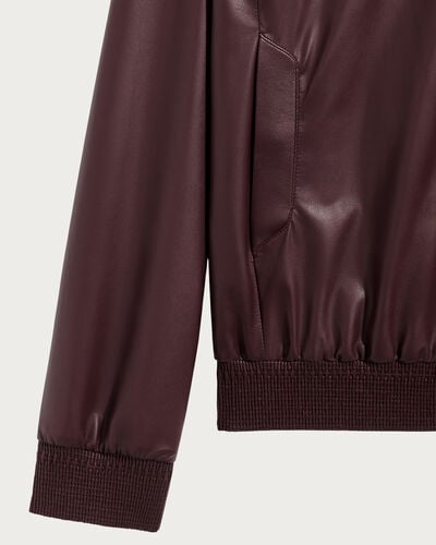 Ultralight Fly Leather Hooded Blouson, Burgundy, hi-res