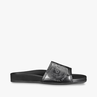 Egio Stamp Leather Sandal, JET BLACK, hi-res
