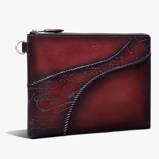 Nino GM Scritto Leather Clutch, SAINT EMILION, hi-res 2