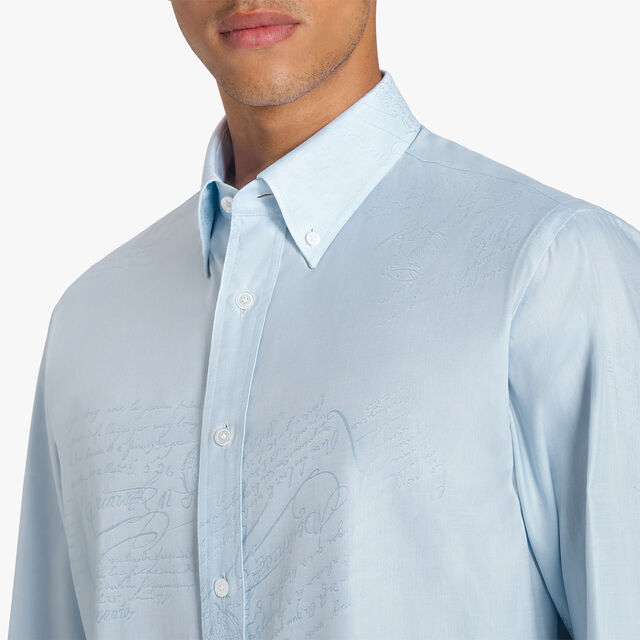 Cotton Scritto Alessandro Buttondown Shirt, SKY BLUE, hi-res 6