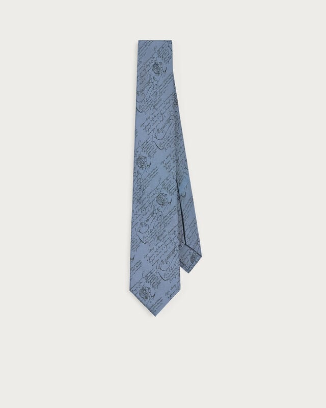 Classic Scritto Pattern Tie, Nile Blue, hi-res