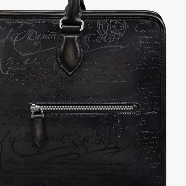 Un Jour Small Scritto Leather Briefcase, NERO GRIGIO, hi-res 5
