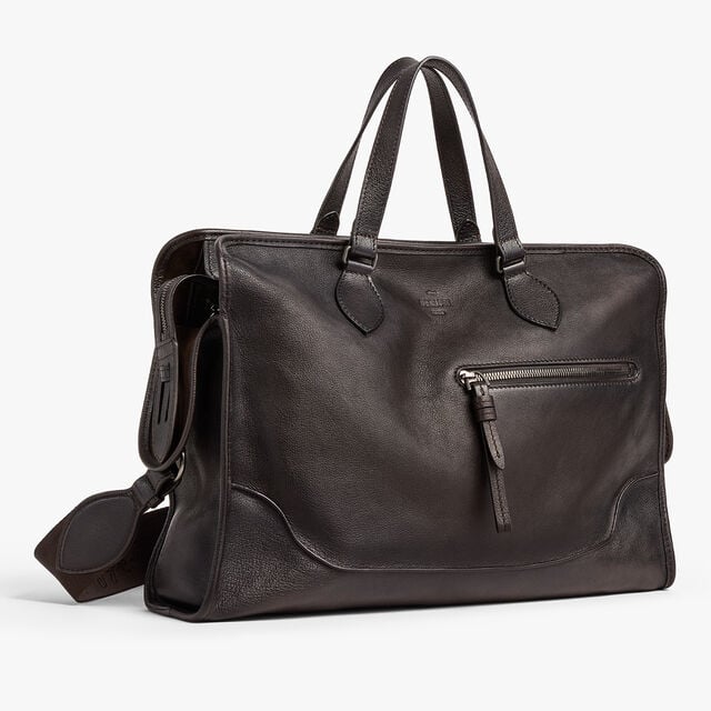 Un Jour Briefcase In Leather, DARK BROWN, hi-res 5