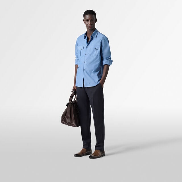 Military Linen Shirt, PASTEL CHAMBRAY, hi-res 4