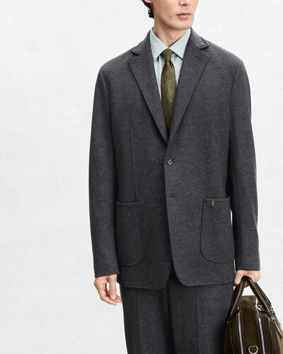 Jersey Jacket with Leather Details, Dark Grey Melange, hi-res