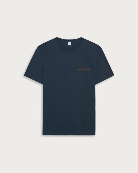 레더 탭 포켓 티셔츠, Marine, hi-res