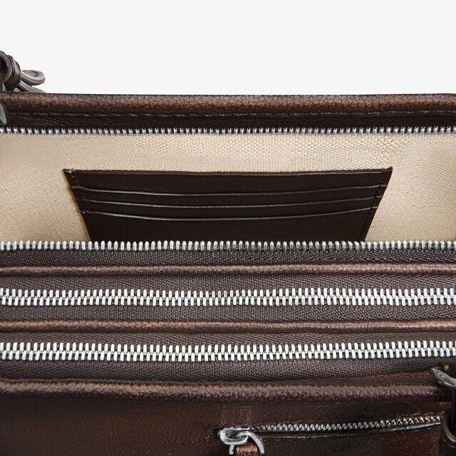 Journalier Trio Scritto图纹皮革邮差包, SOFT BROWN, hi-res 6
