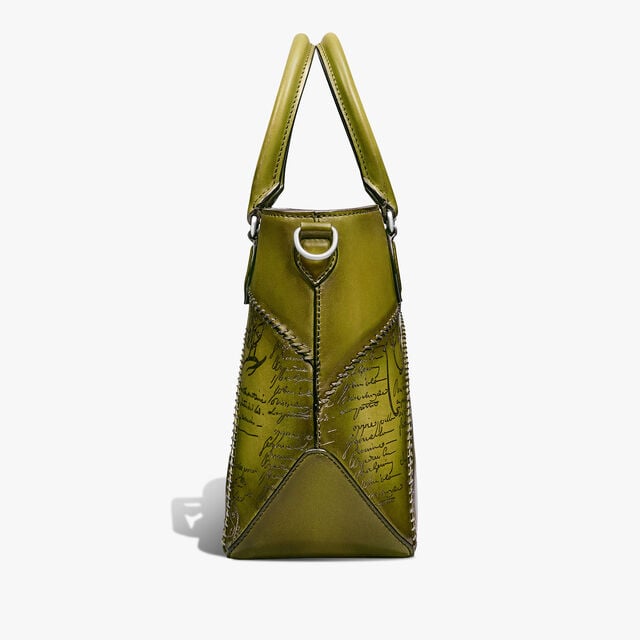 Toujours XS Scritto Leather Tote Bag, ACID GREEN, hi-res 4