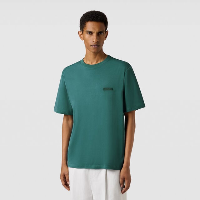 Leather Tab T-Shirt, BLUISH GREEN, hi-res 2