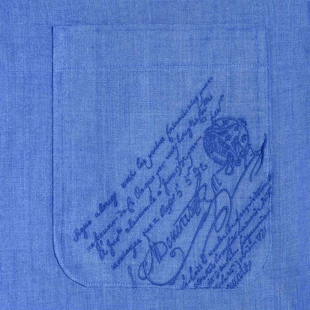 Linen Shirt With Scritto Pocket, SUMMER BLUE, hi-res 6