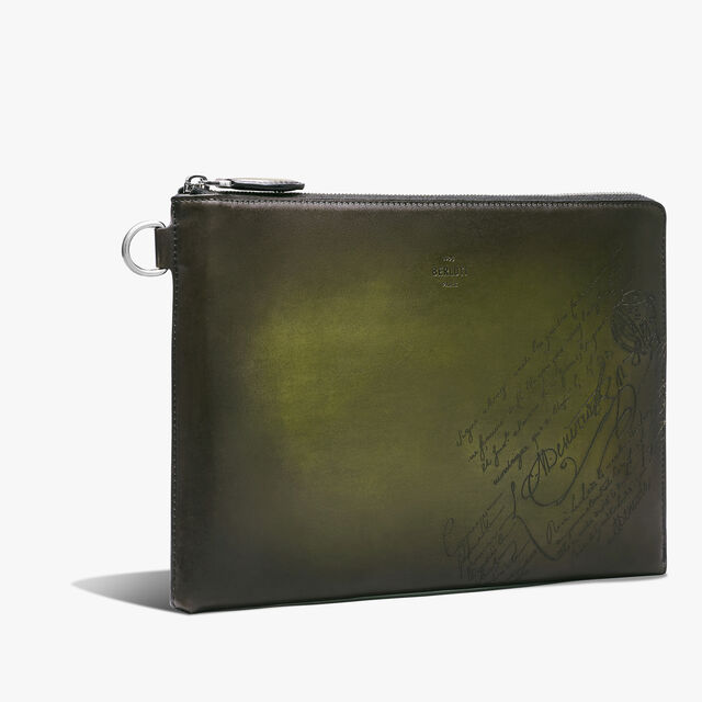 Nino GM Scritto Leather Clutch, NERO CAVIAR, hi-res 2