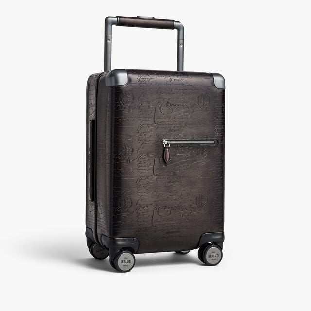 Formula 1005 Scritto Leather Rolling Suitcase, NERO GRIGIO, hi-res 4