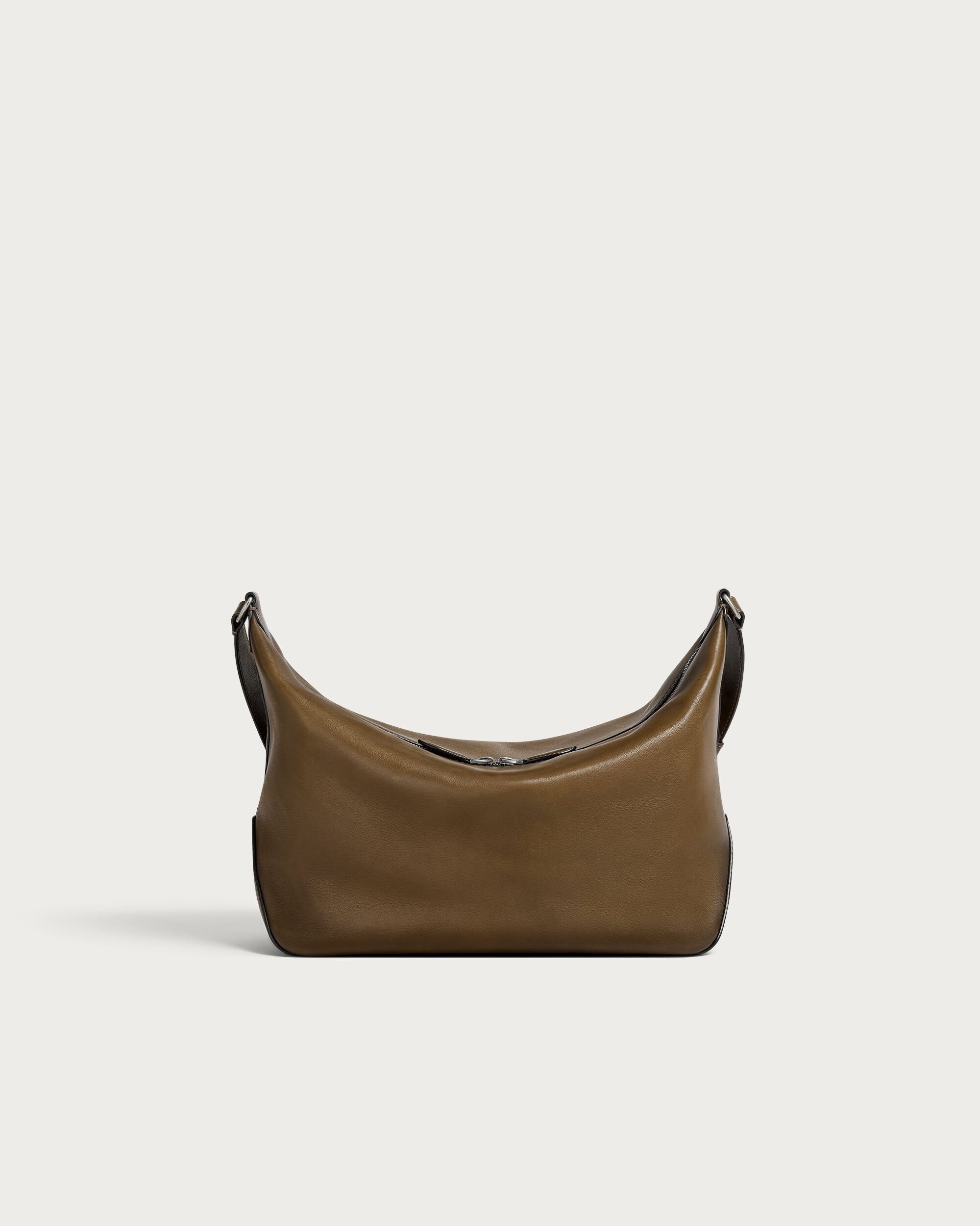 Toujours Soft Zipped Hobo Messenger, Dark Kaki, hi-res