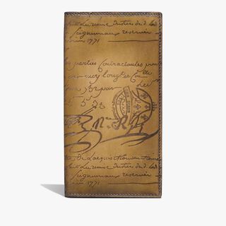 Santal Scritto Leather Long Wallet, OLIVE, hi-res