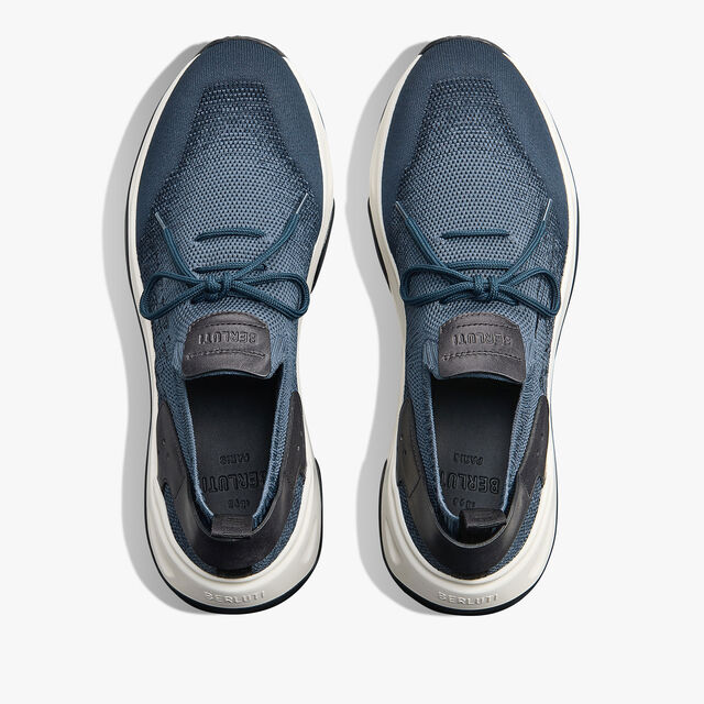 Shadow Scritto Knit And Lagoon Calf Sneaker, GRADIANT BLUE, hi-res 3