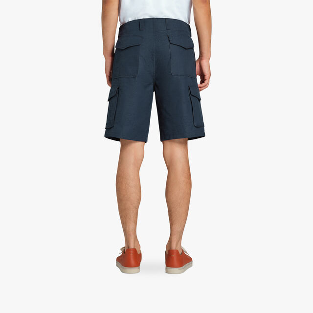 Cotton Scritto Cargo Shorts, ATLANTIC BLUE, hi-res 3