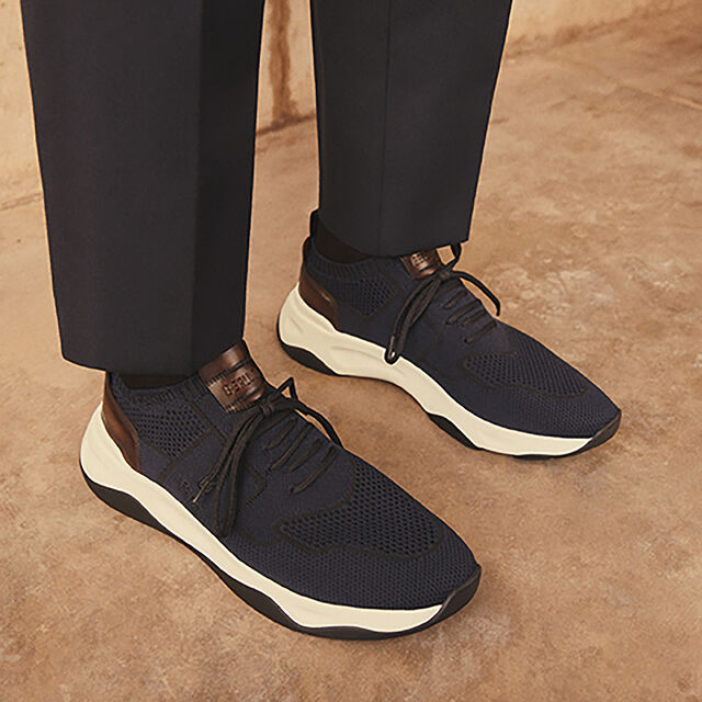Shadow Knit And Leather Sneaker, NAVY, hi-res 6