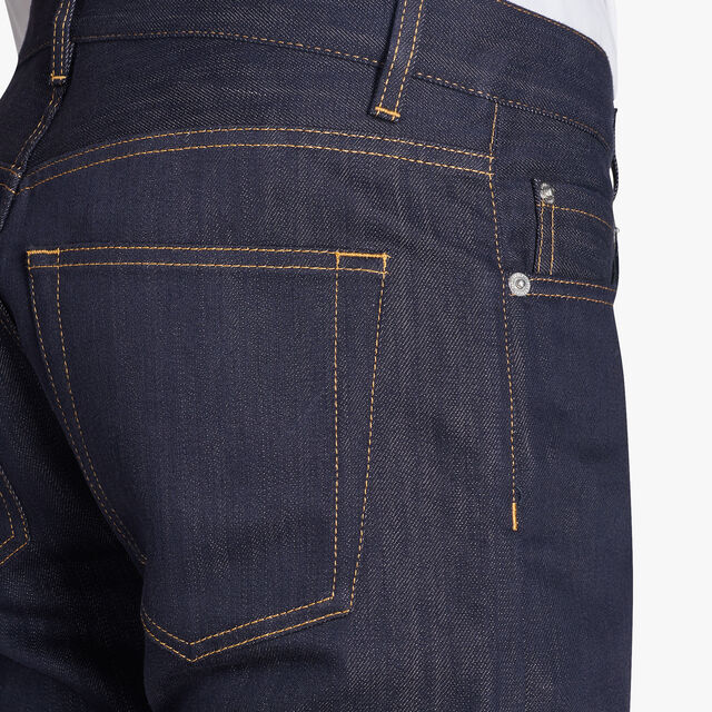 Stretch Denim Pants With Leather Details Berluti